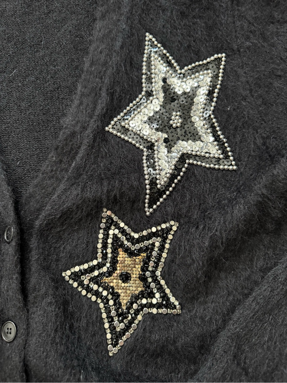 Saint Laurent Star Embellished Mohair Women’s Cardigan Sweater ~ Made in Italy - Picture 5 of 15